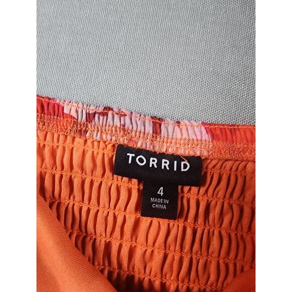 Torrid Midi Dress Size 4X Shady Rose Floral Sheer Overlay Smocked Sweetheart Tie - Picture 10 of 12